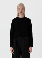 Women's Wool Cashmere Rib Jumper in Black