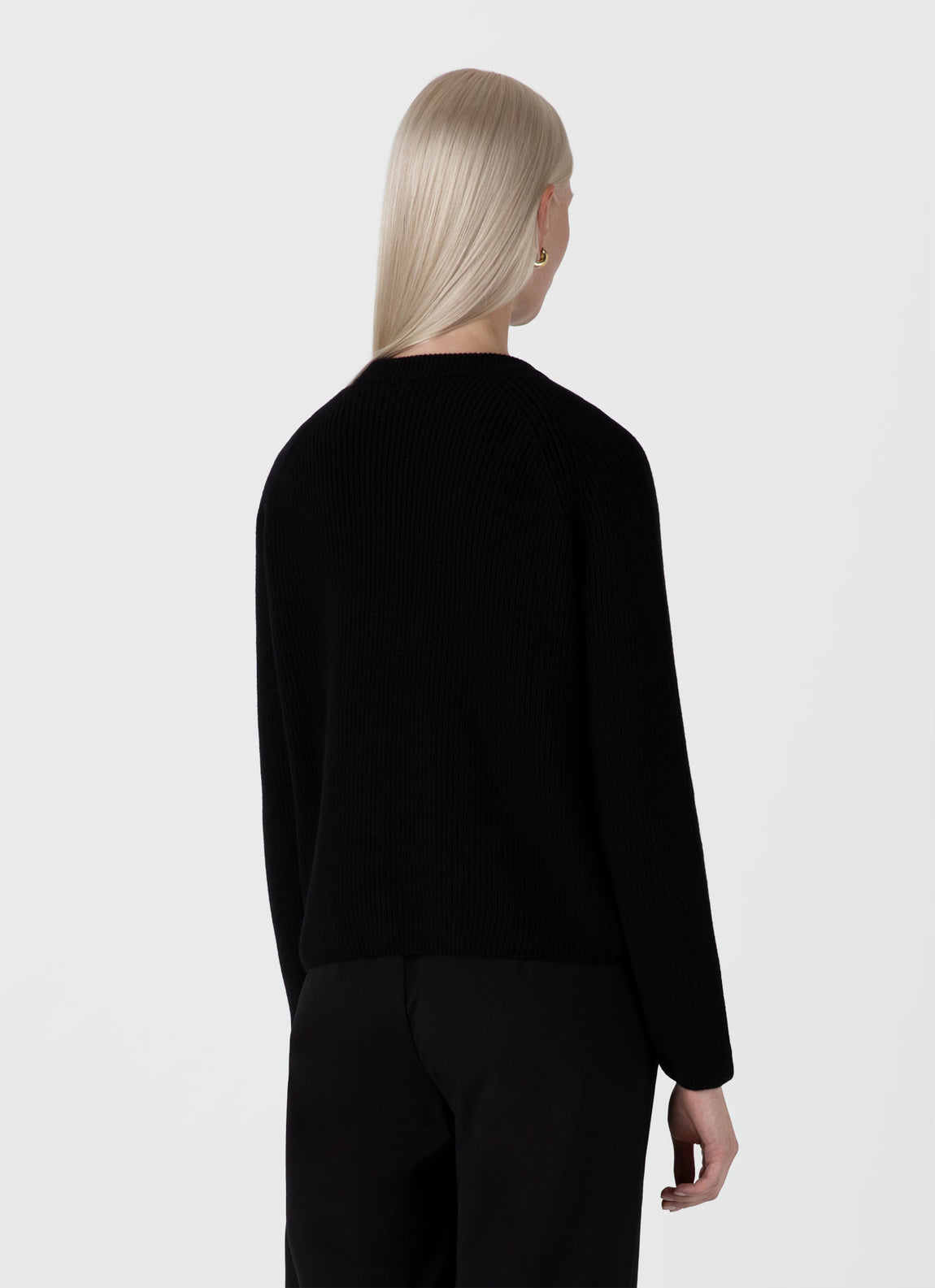 Women's Wool Cashmere Rib Jumper in Black