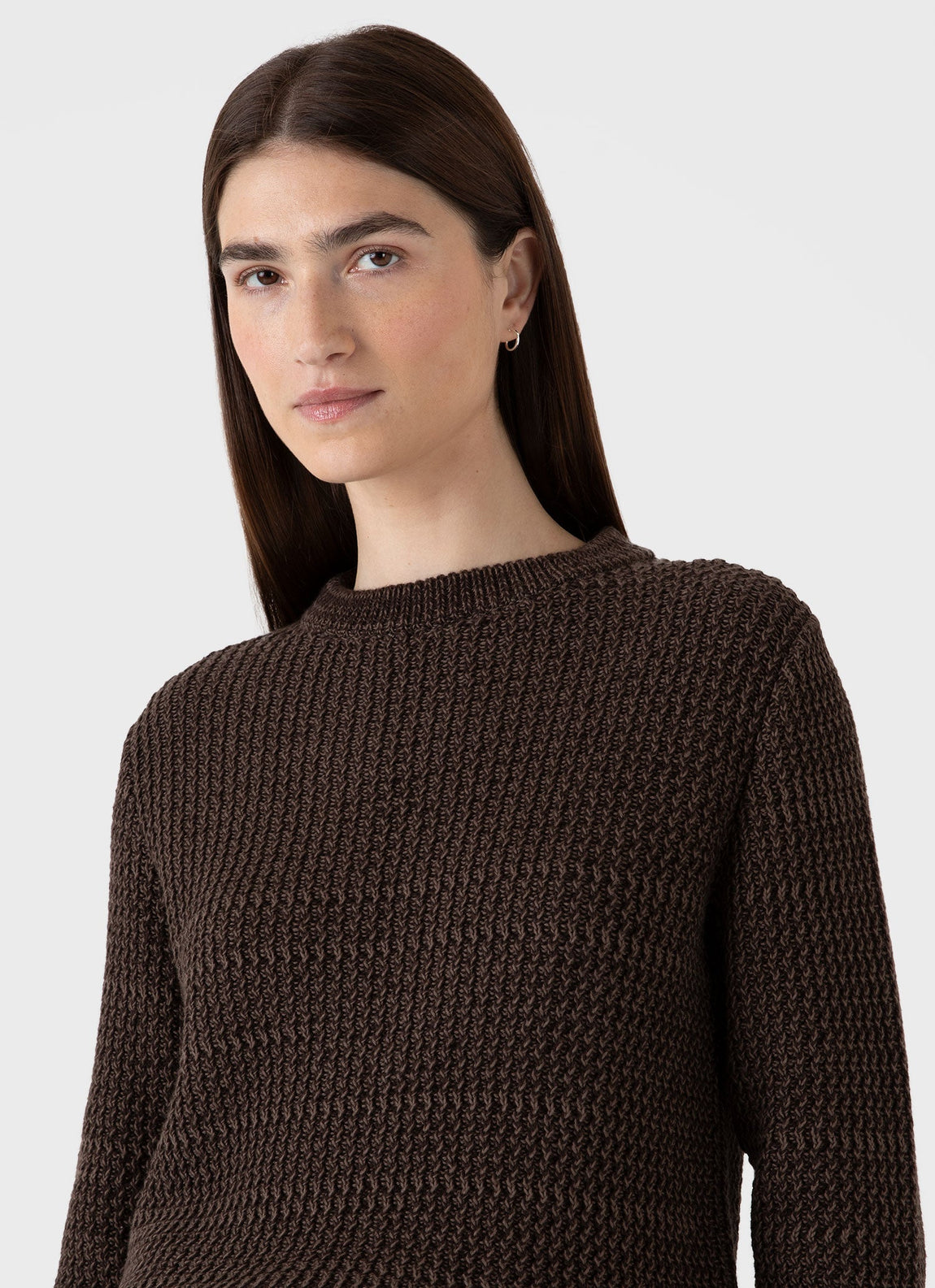 Women's Cotton Stitch Jumper in Coffee Twist