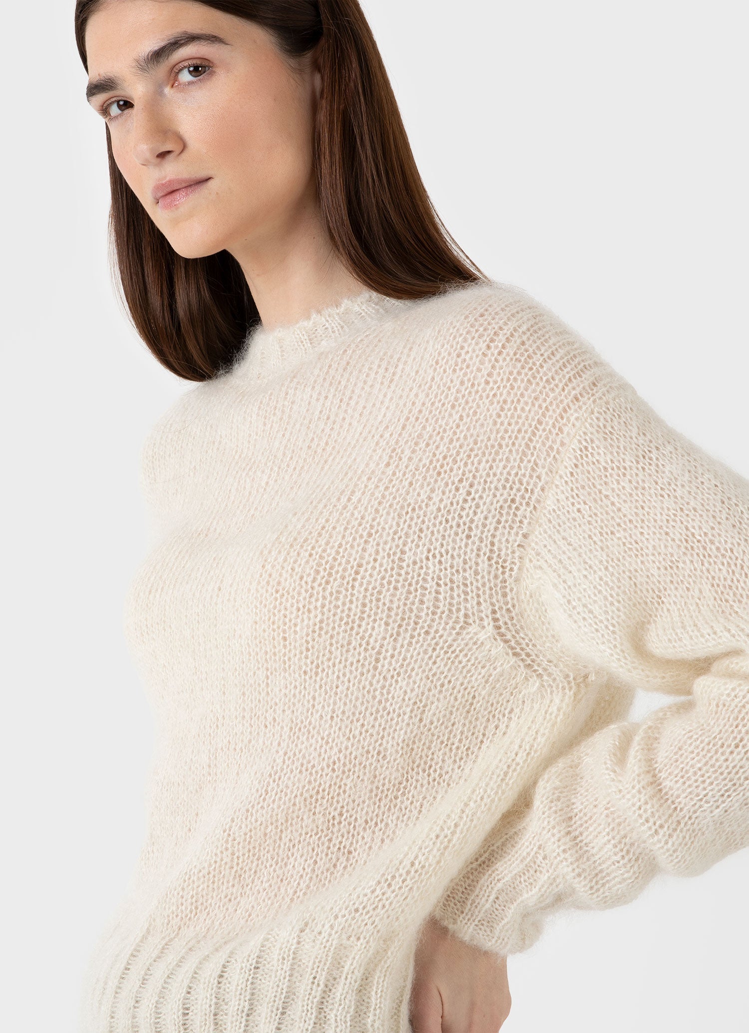 Women's Mohair Silk Jumper in Ecru