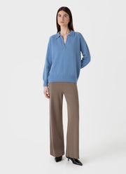 Women's Lambswool Polo Jumper in Cornflower