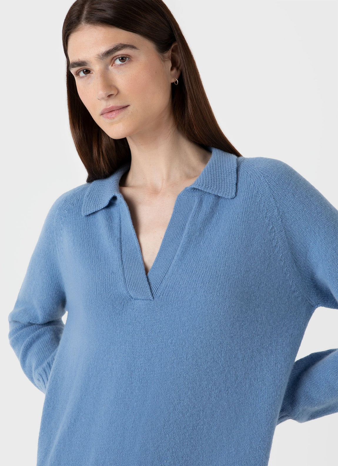 Women's Lambswool Polo Jumper in Cornflower