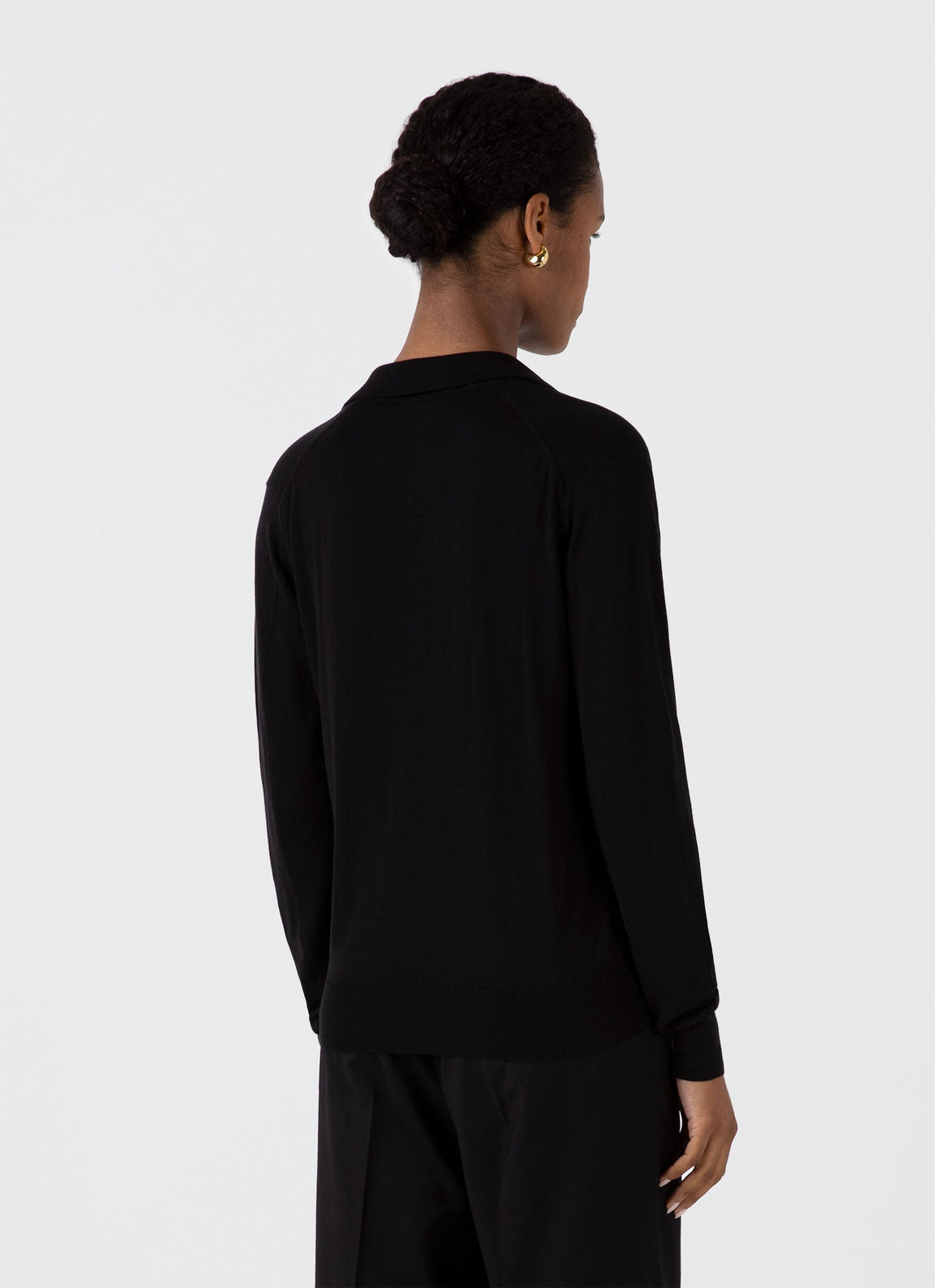 Women's Mulberry Silk Polo in Black