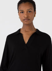 Women's Mulberry Silk Polo in Black