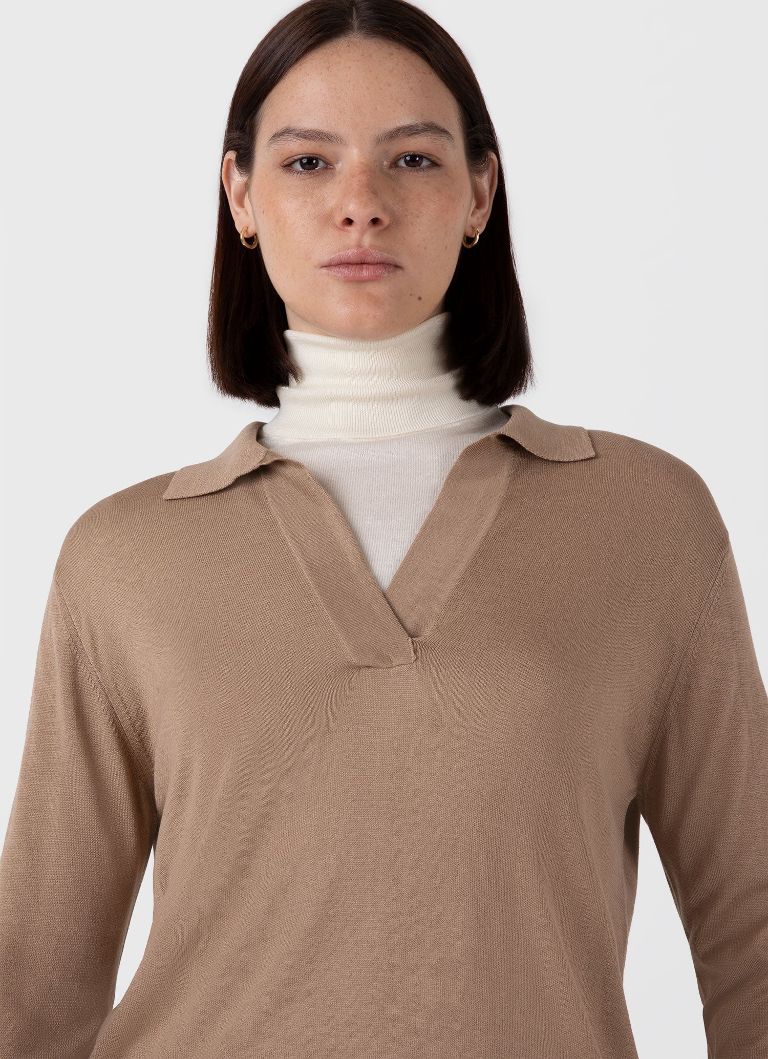 Women's Mulberry Silk Polo in Oat