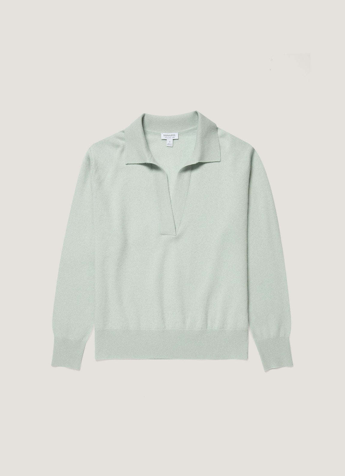 Women's Cashmere Polo Shirt in Light Green