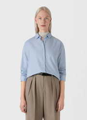 Women's Cotton Shirt in Light Blue/White