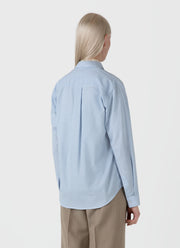 Women's Cotton Shirt in Light Blue/White