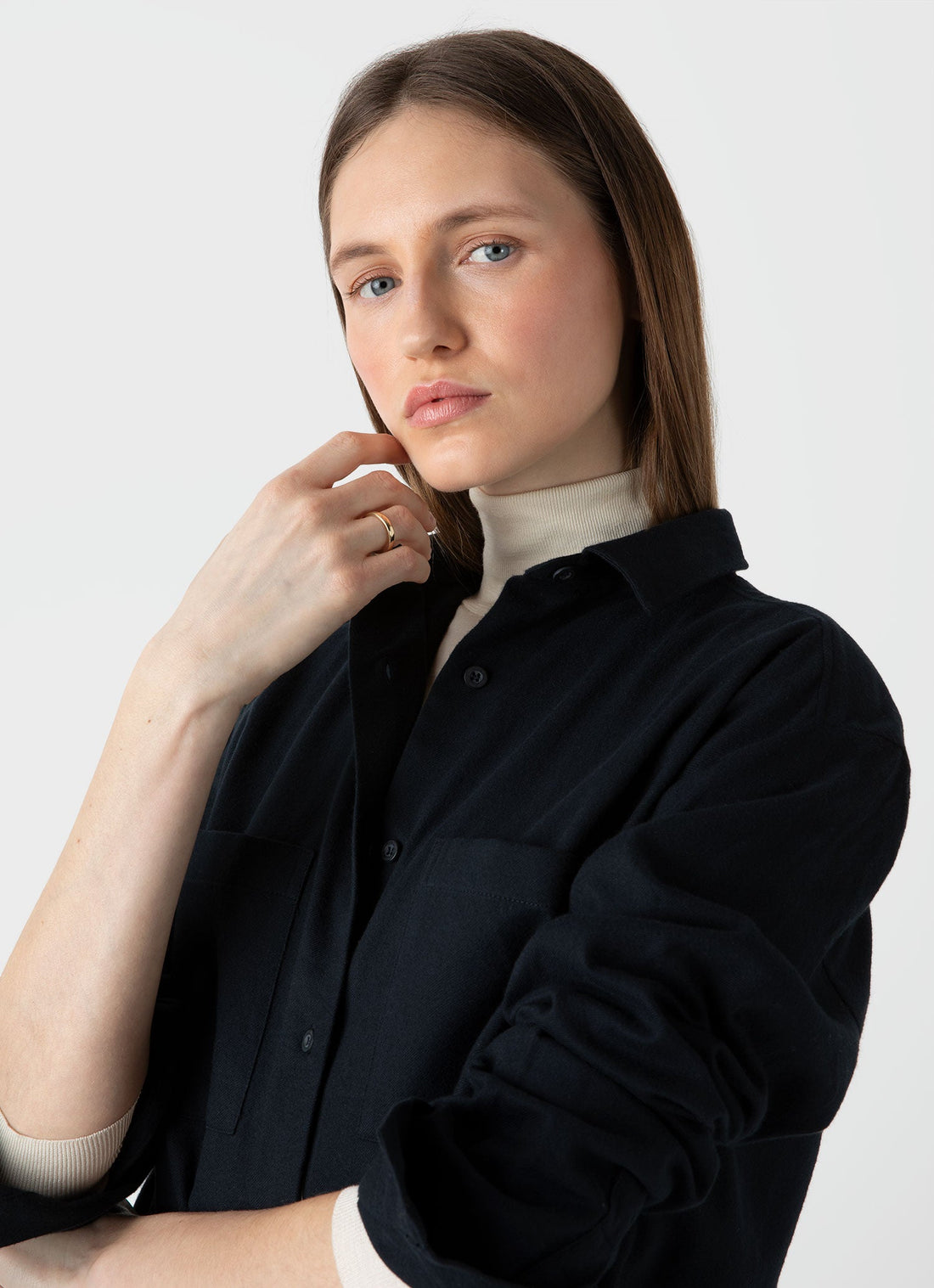Women's Oversized Flannel Shirt in Black