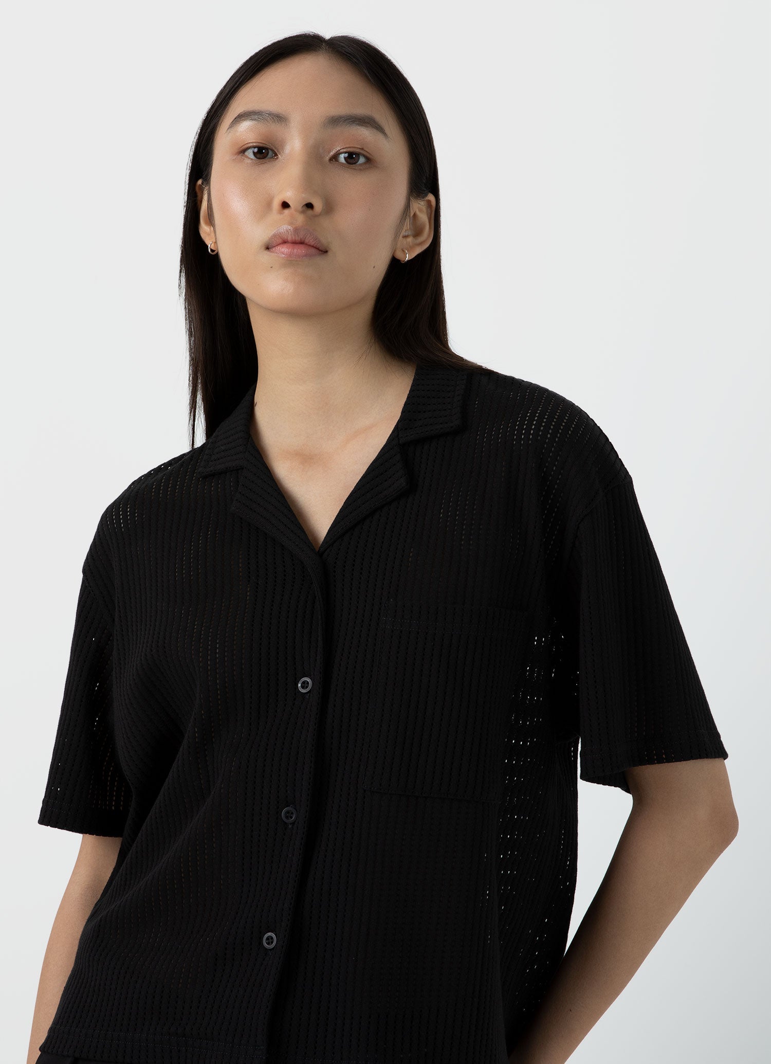 Women's Lace Mesh Shirt in Black