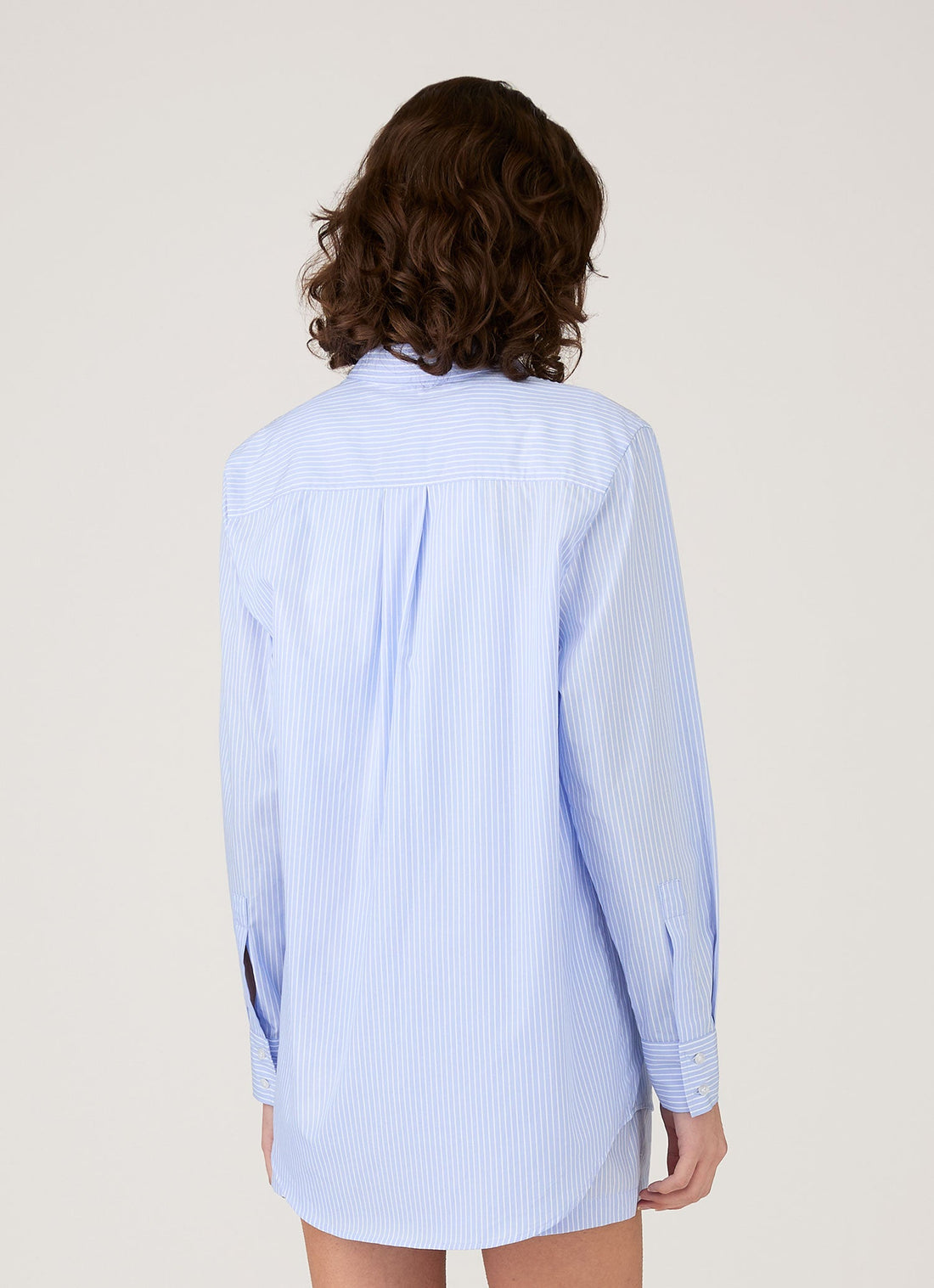 Women's Relaxed Poplin Shirt in Pale Blue/White