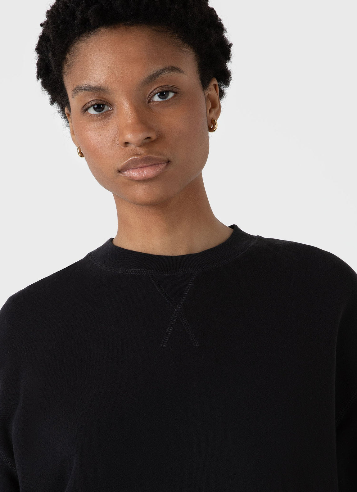 Women's Relaxed Loopback Sweatshirt in Black