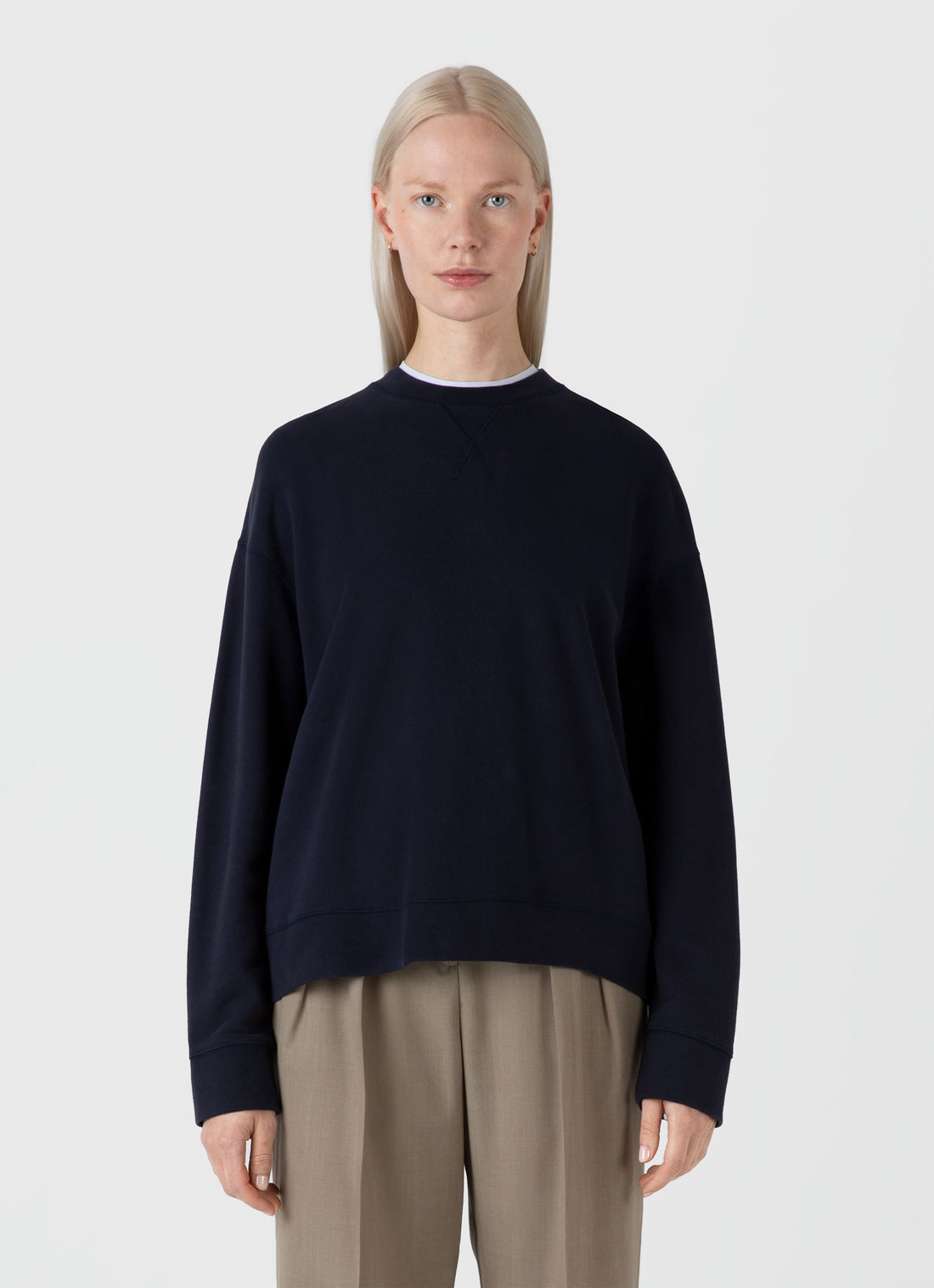 Women's Relaxed Loopback Sweatshirt in Navy