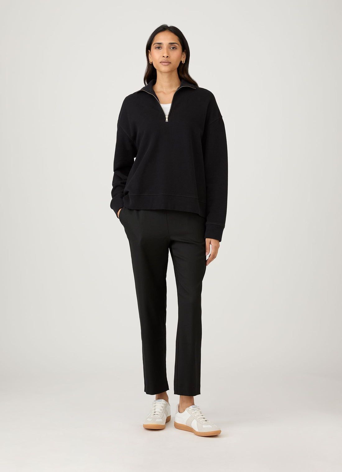 Women's Half Zip Loopback Sweatshirt in Black
