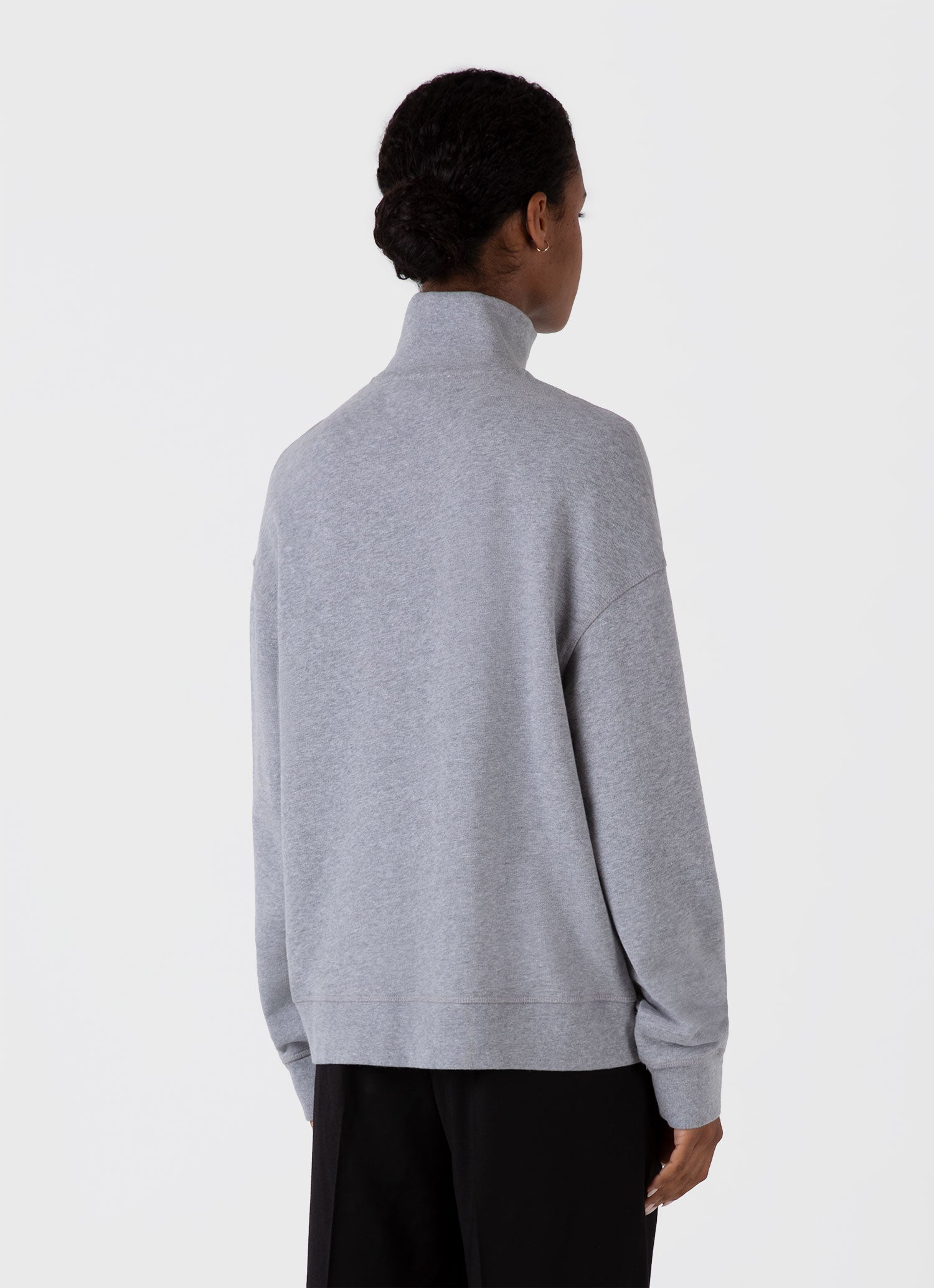 Women's Half Zip Loopback Sweatshirt in Grey Melange