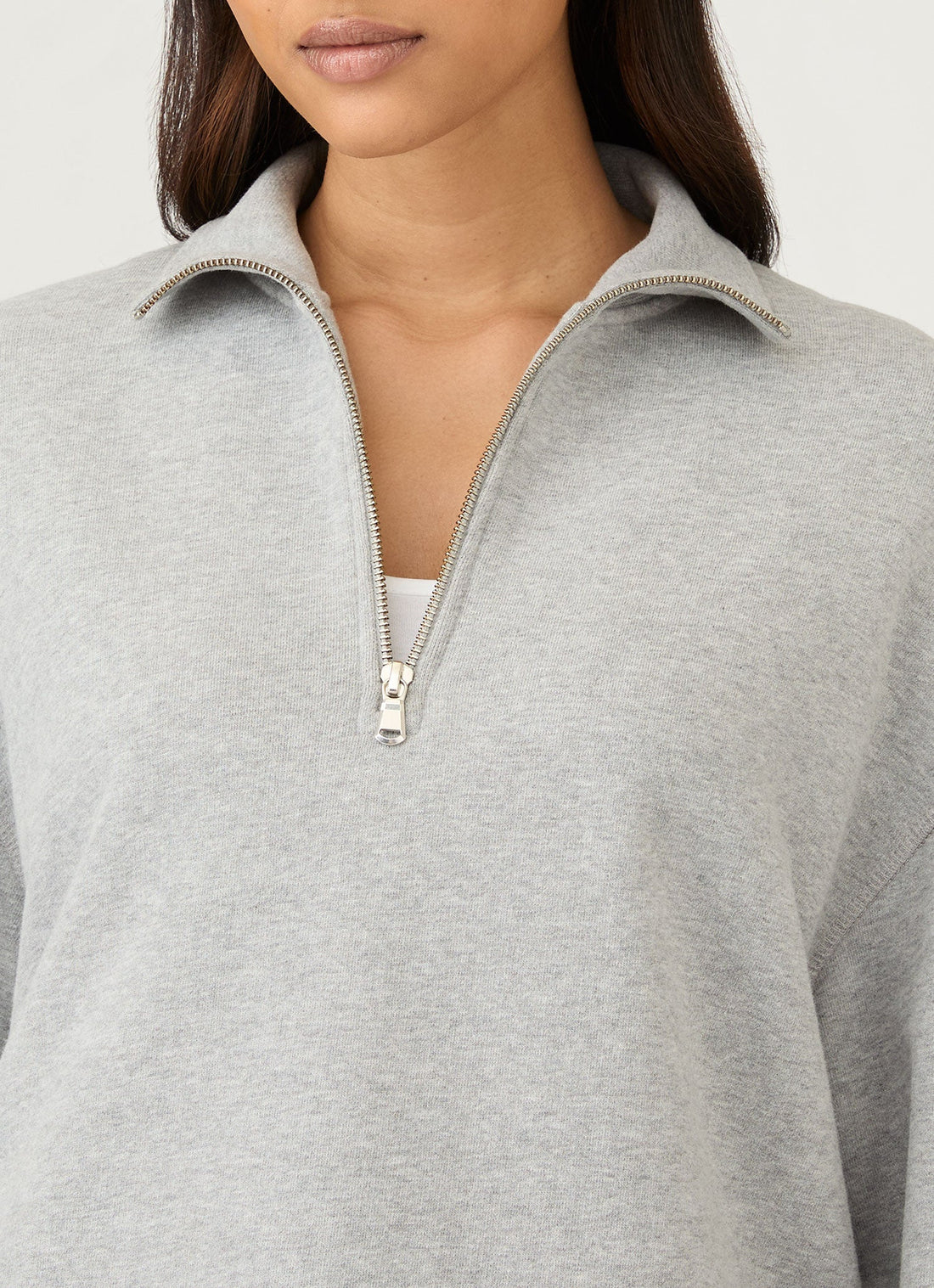 Women's Half Zip Loopback Sweatshirt in Grey Melange