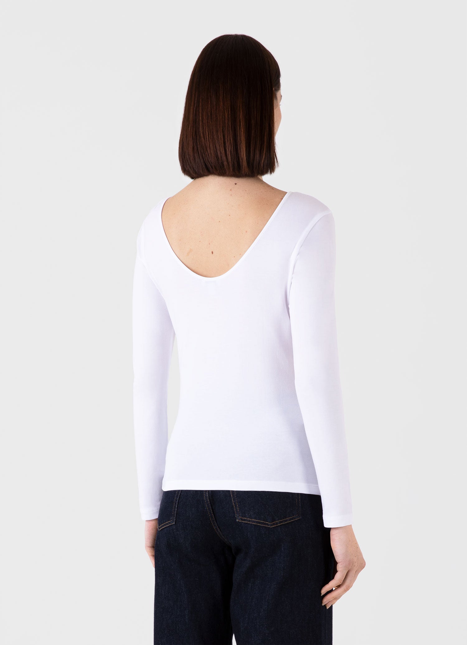 Women's Stretch Cotton Scoop Back Top in White