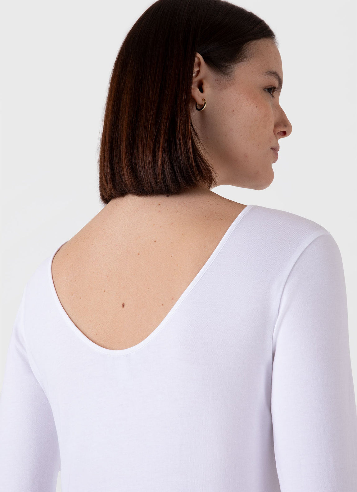 Women's Stretch Cotton Scoop Back Top in White