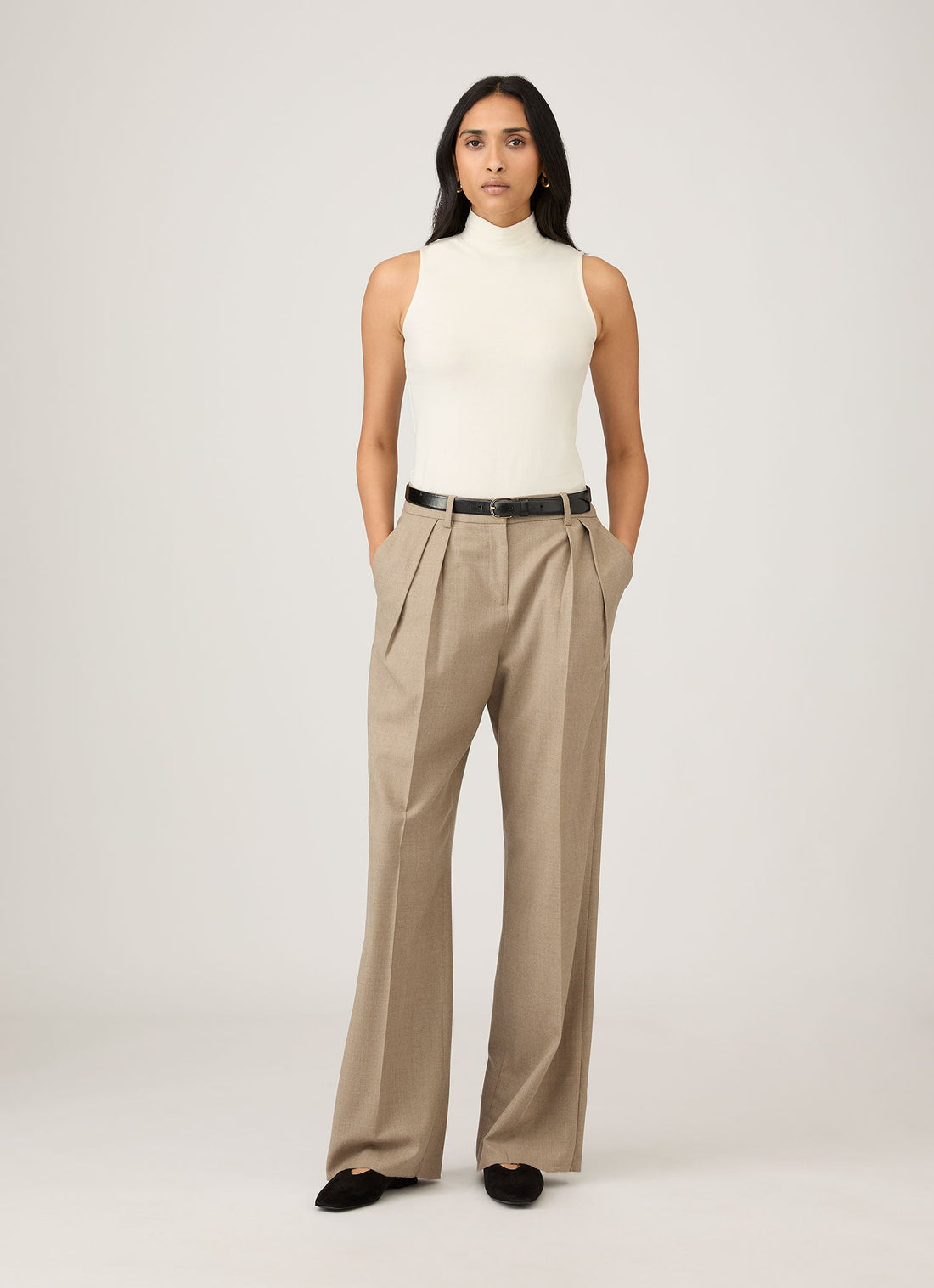 Women's Sleeveless High Neck Top in Ecru