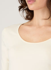 Women's Stretch Cotton Scoop Top in Ecru