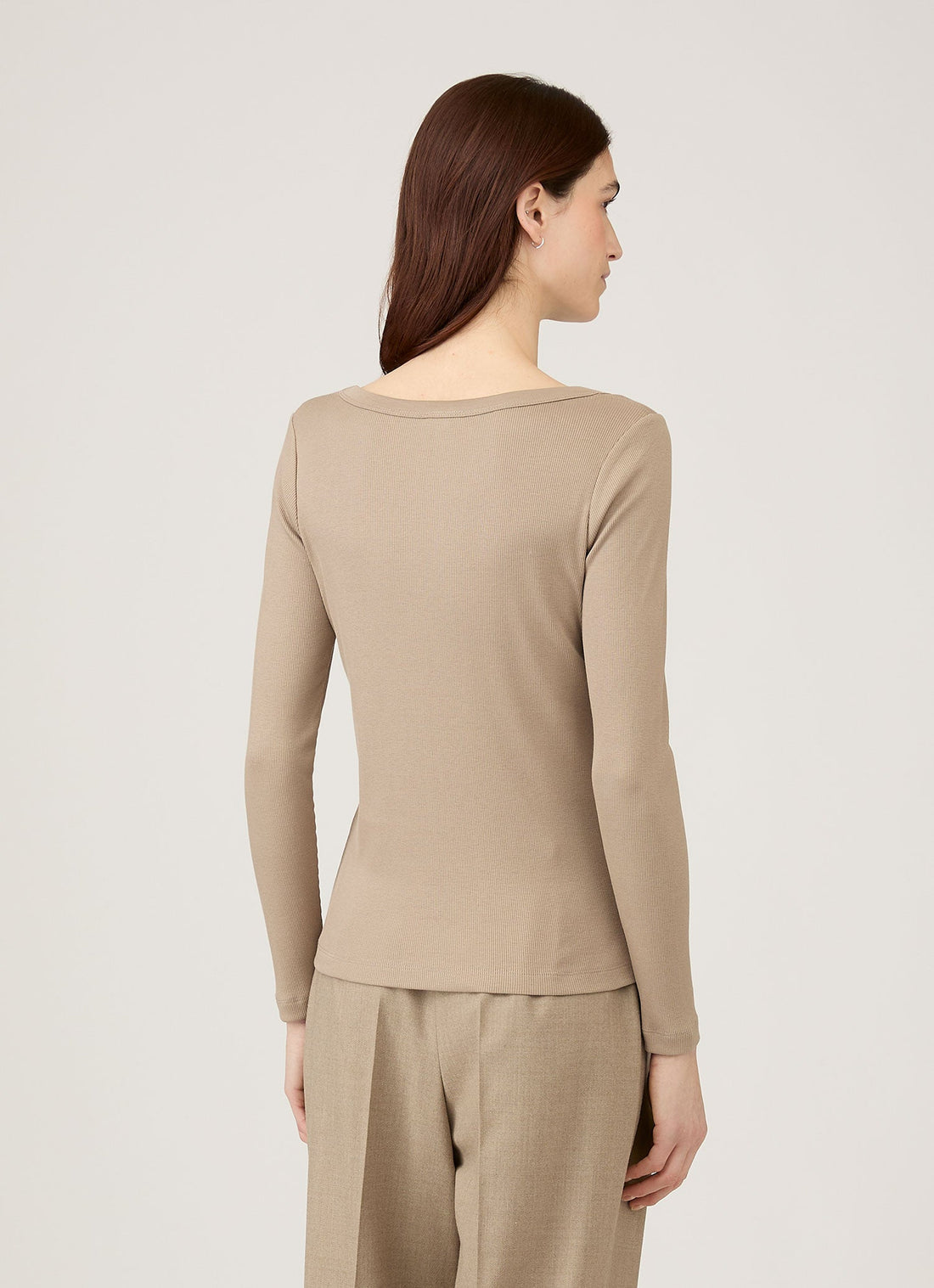 Women's Ribbed Scoop Neck T-shirt in Mink