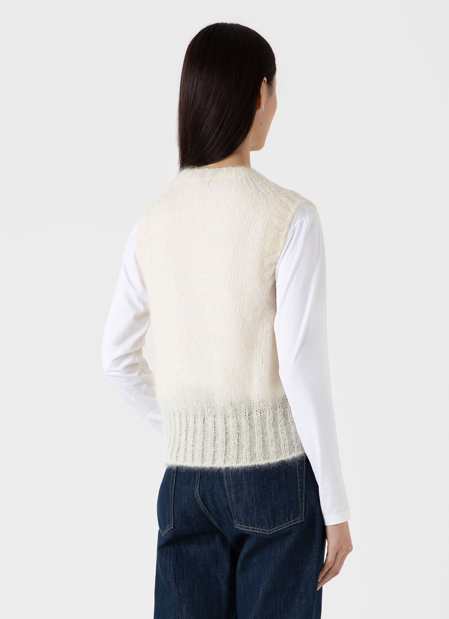 Women's Mohair Silk Vest in Ecru