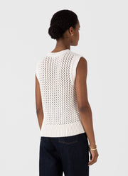 Women's Chunky Cotton Stitch Vest in Ecru