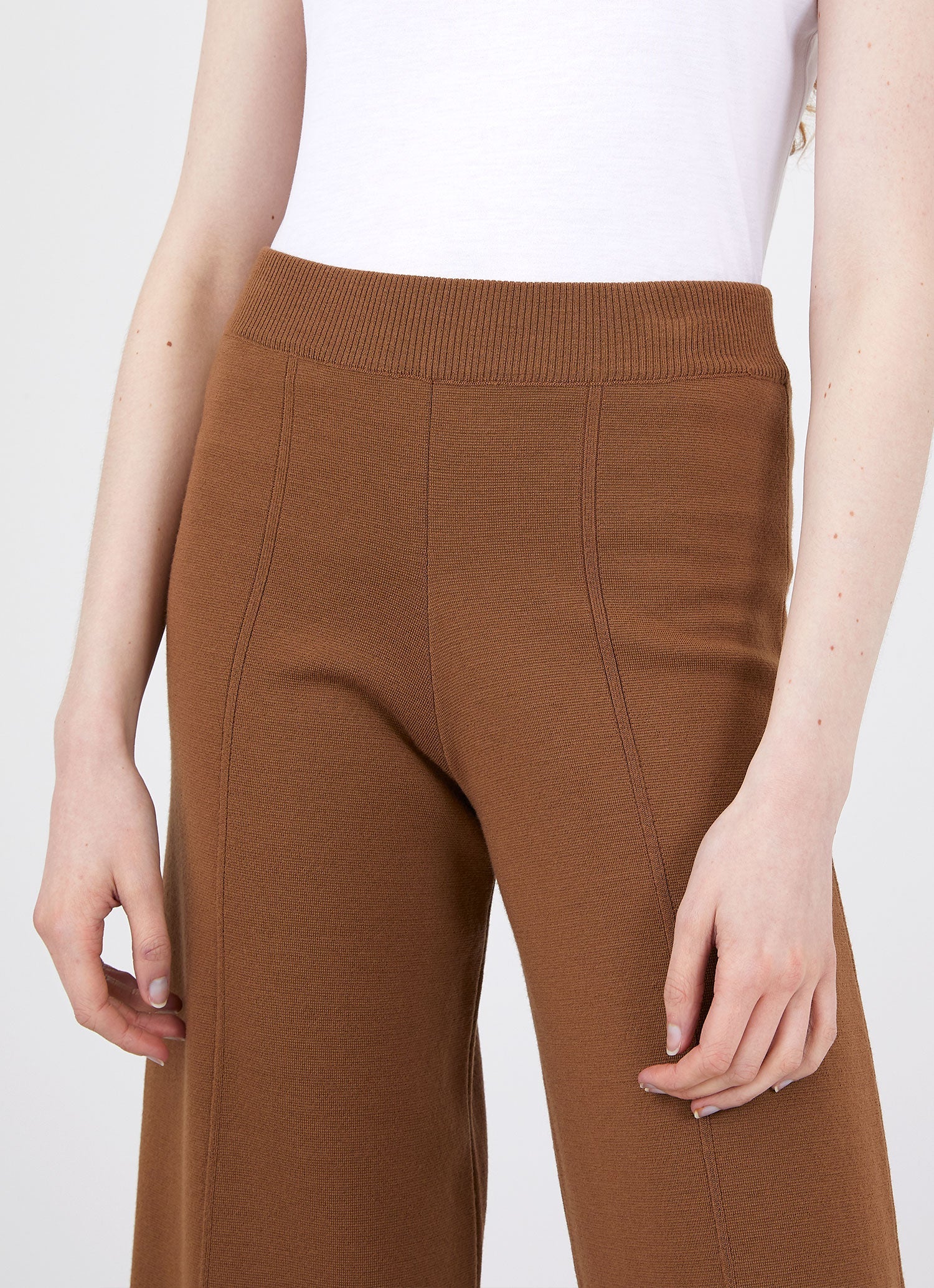 Women's Merino Wide Leg Trouser in Mushroom