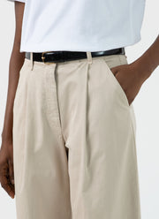 Women's Pleated Chino in Light Stone