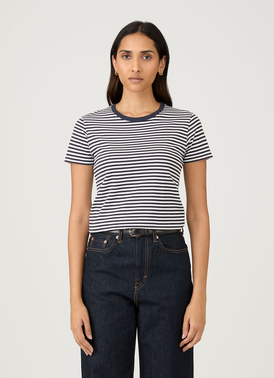 Women's Classic T-shirt in Navy/White English Stripe