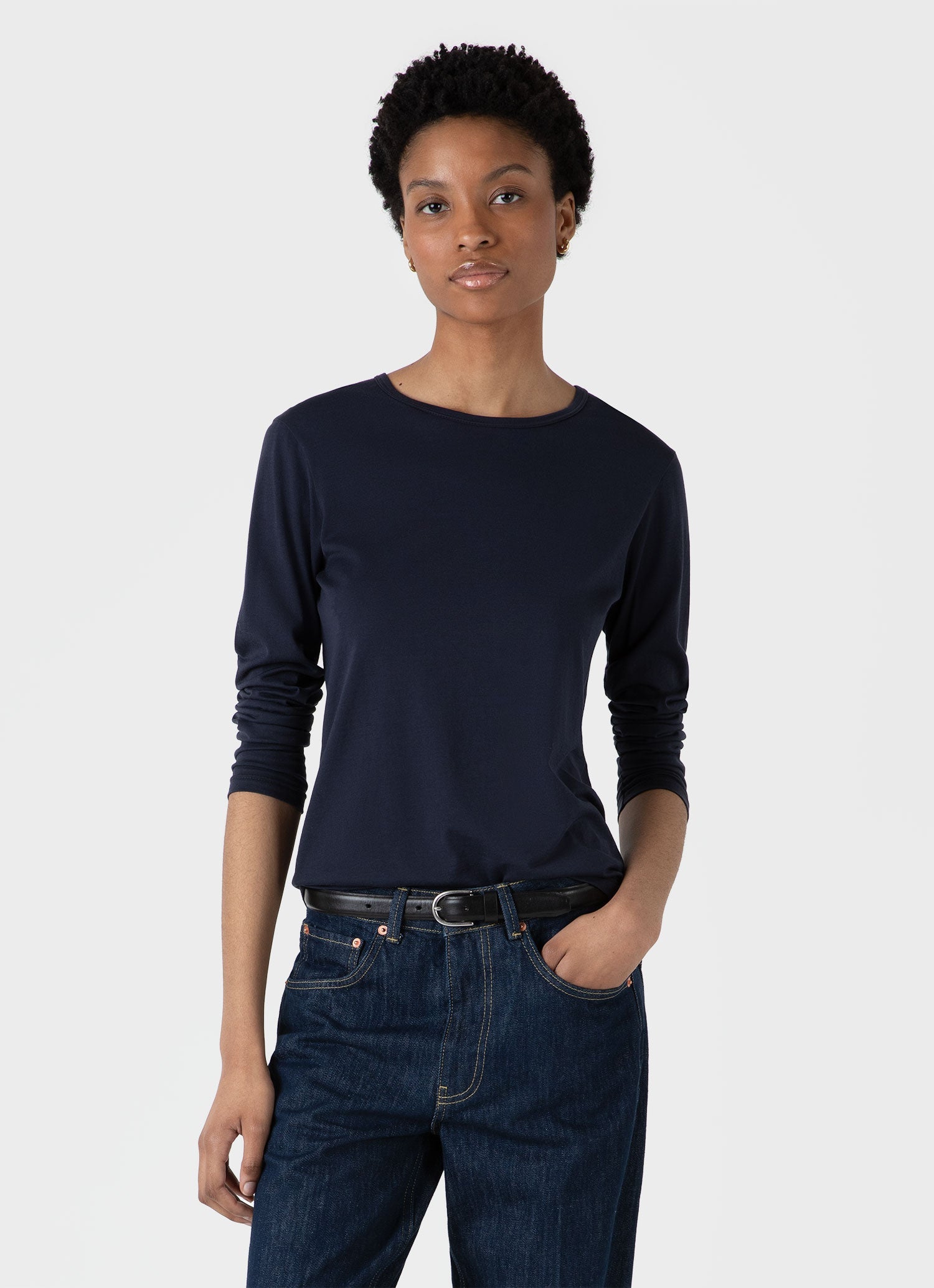 Women's Long Sleeve Classic T-shirt in Navy