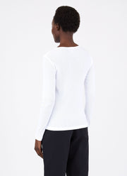 Women's Rib Long Sleeve T-shirt in White