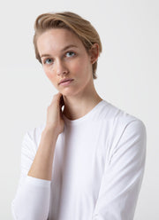 Women's Long Sleeve Boy Fit T Shirt in White