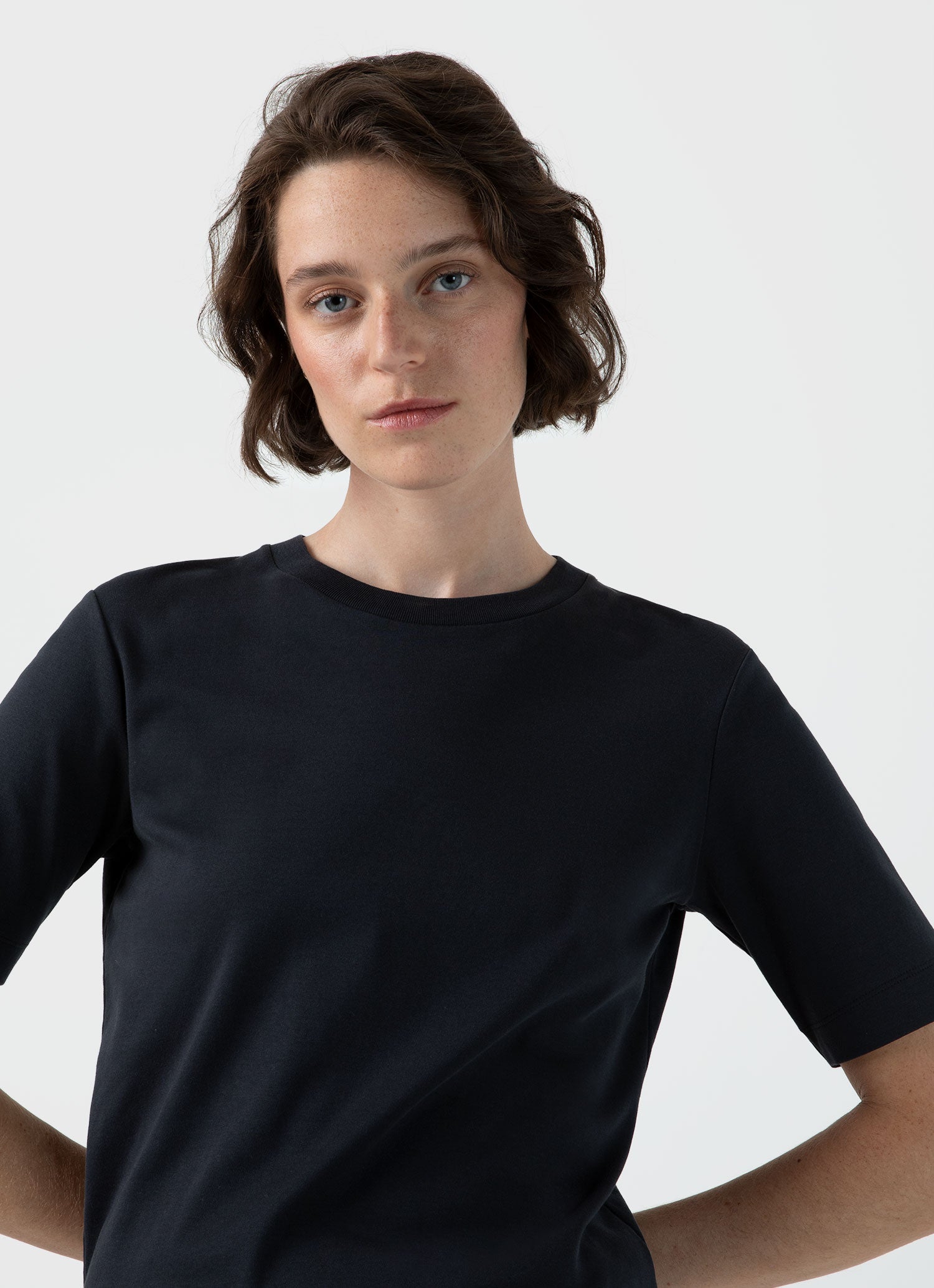 Women's Mid Sleeve T-shirt in Black
