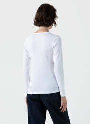Women's Ribbed Long Sleeve T-shirt in White