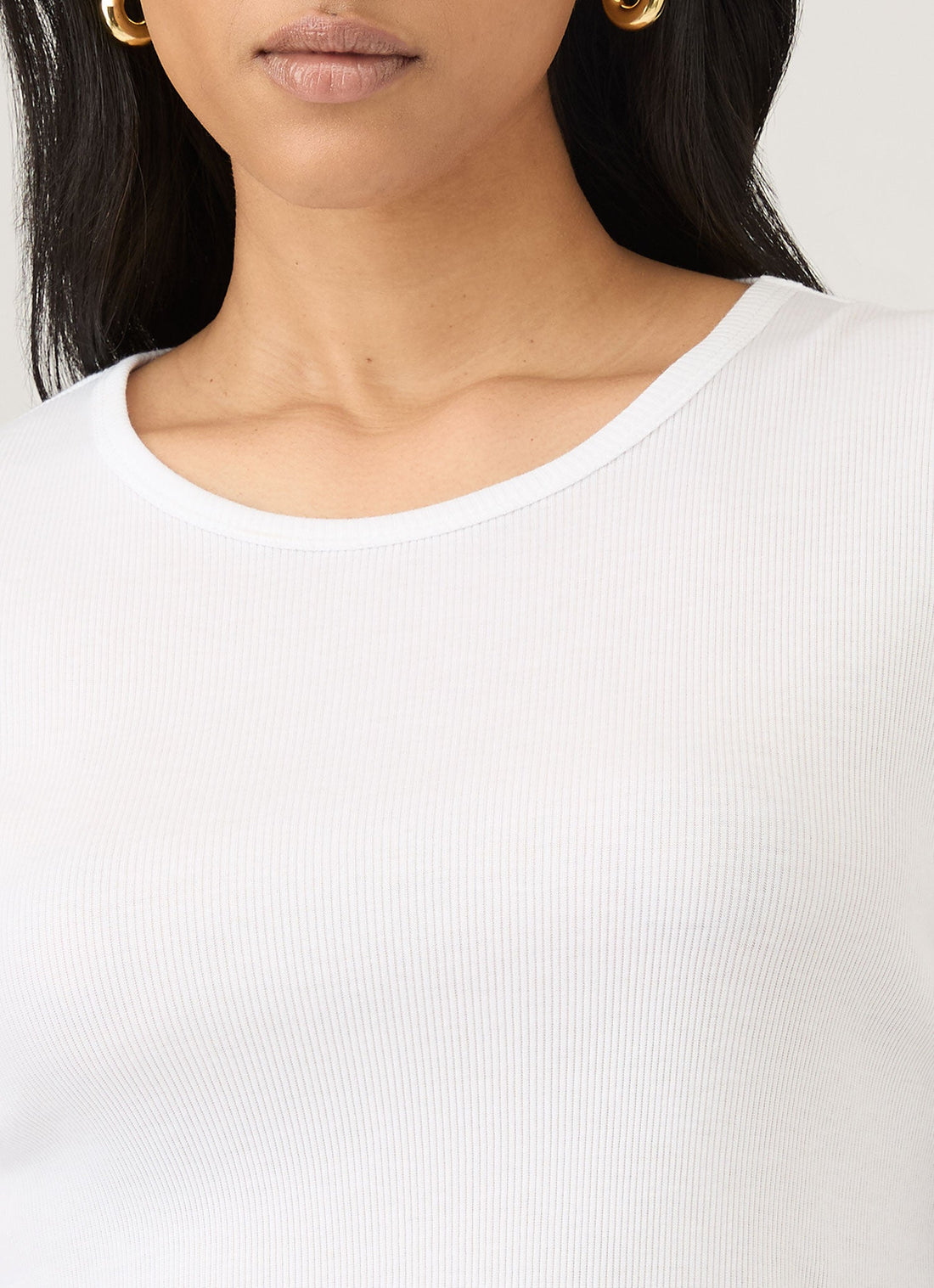 Women's Ribbed Long Sleeve T-shirt in White