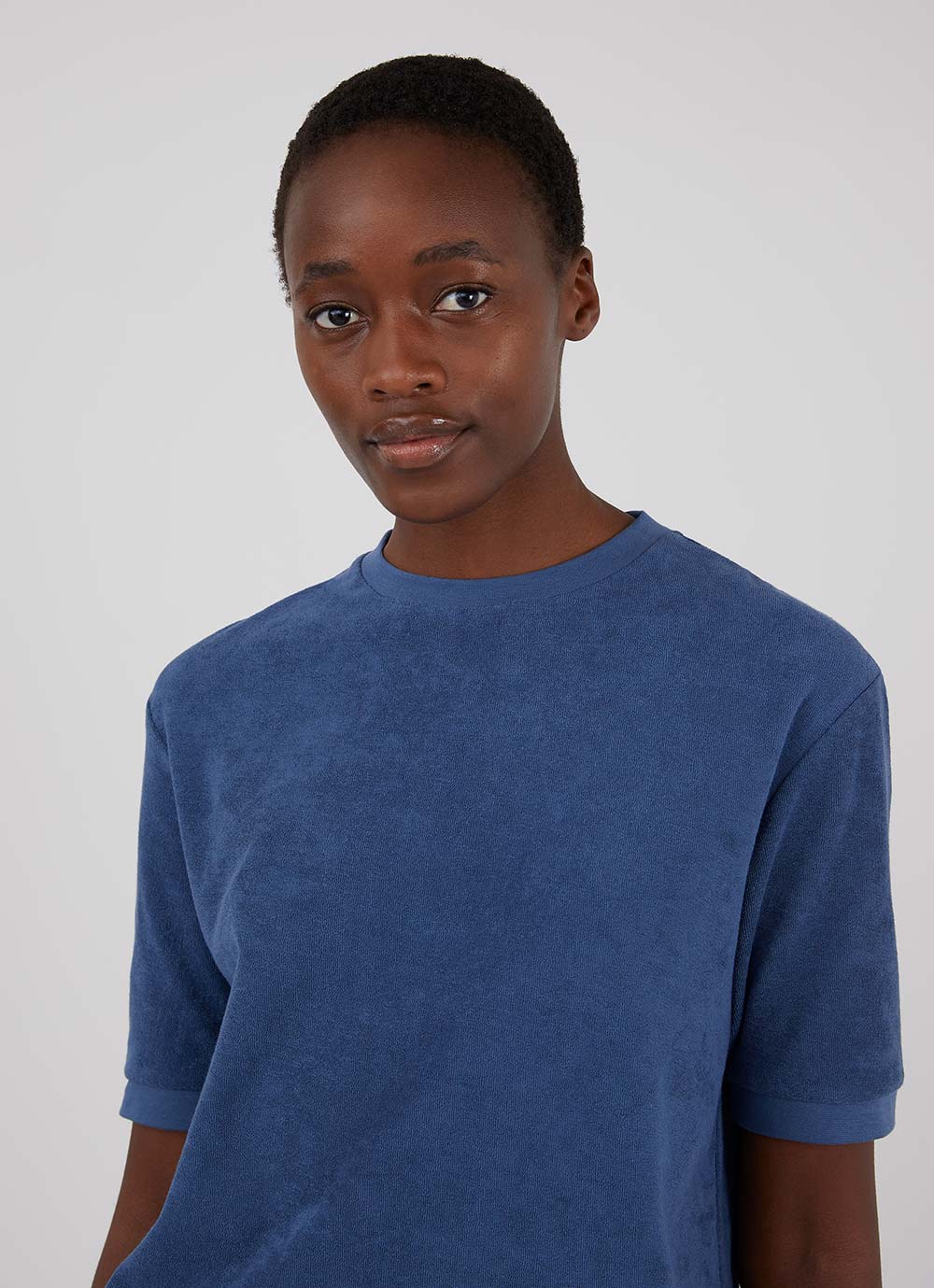 Women's Towelling T-shirt in Smoke Blue