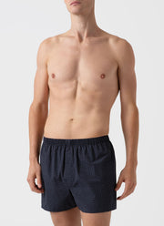 Men's Classic Print Boxer Shorts in Navy Diamond Geometric Print