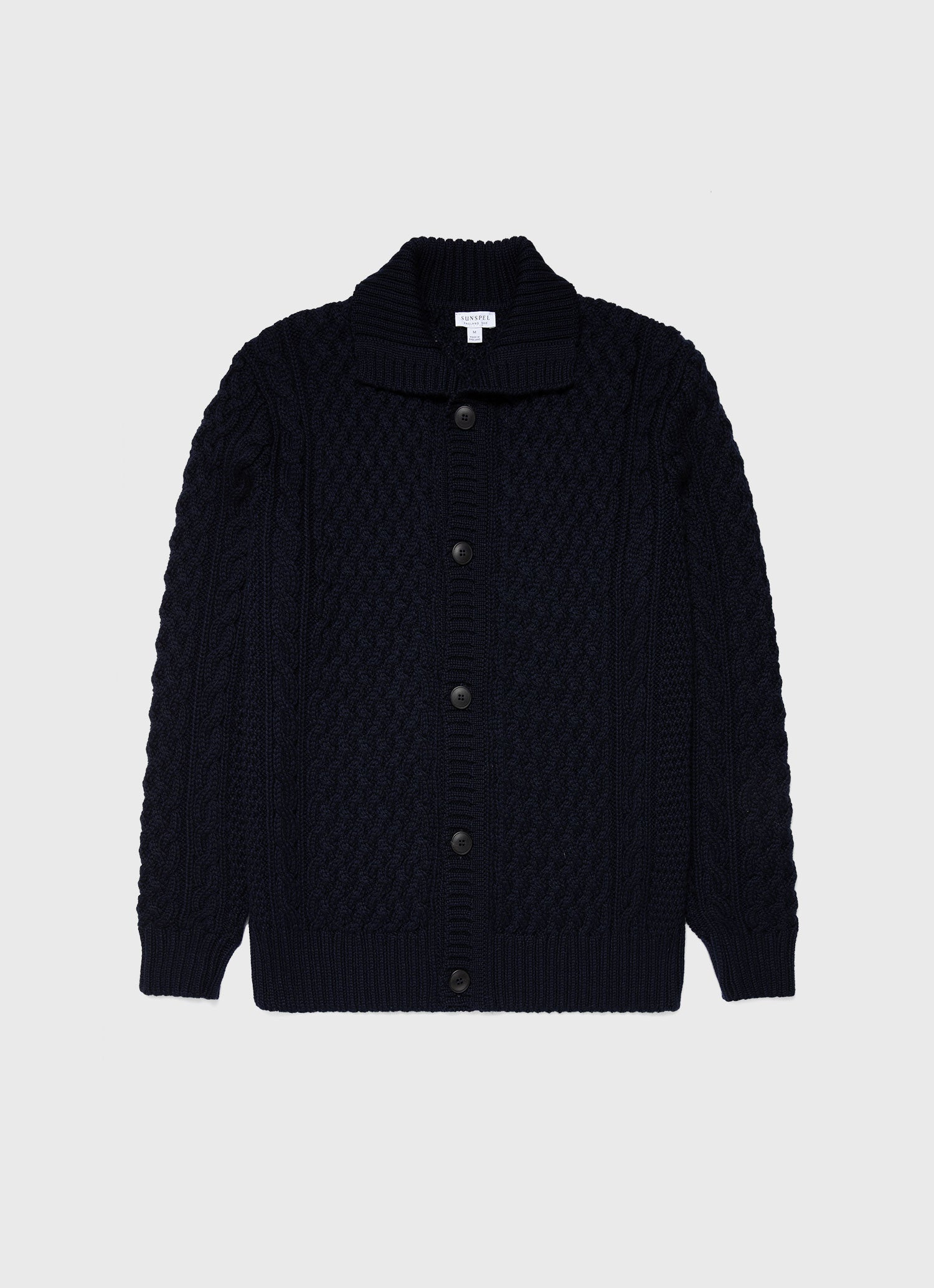 Men's Cable Knit Cardigan Jacket in Navy