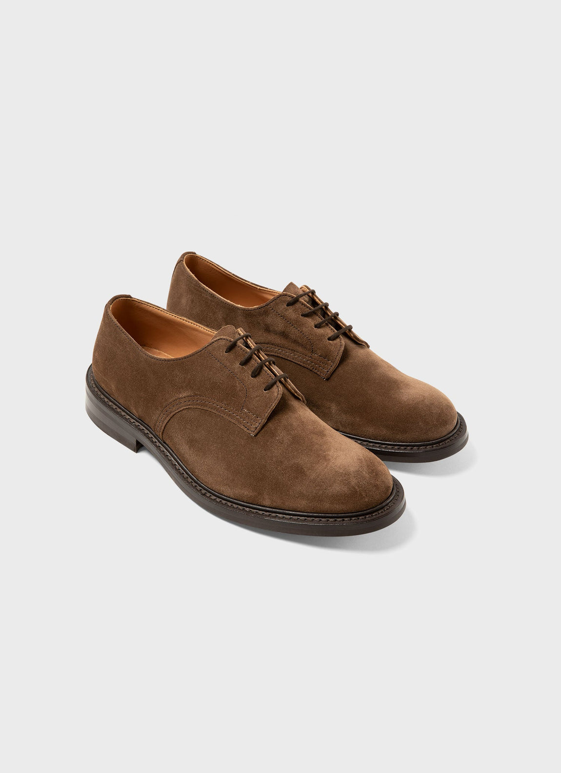 Men's Sunspel and Trickers Suede Derby Shoe in Light Brown