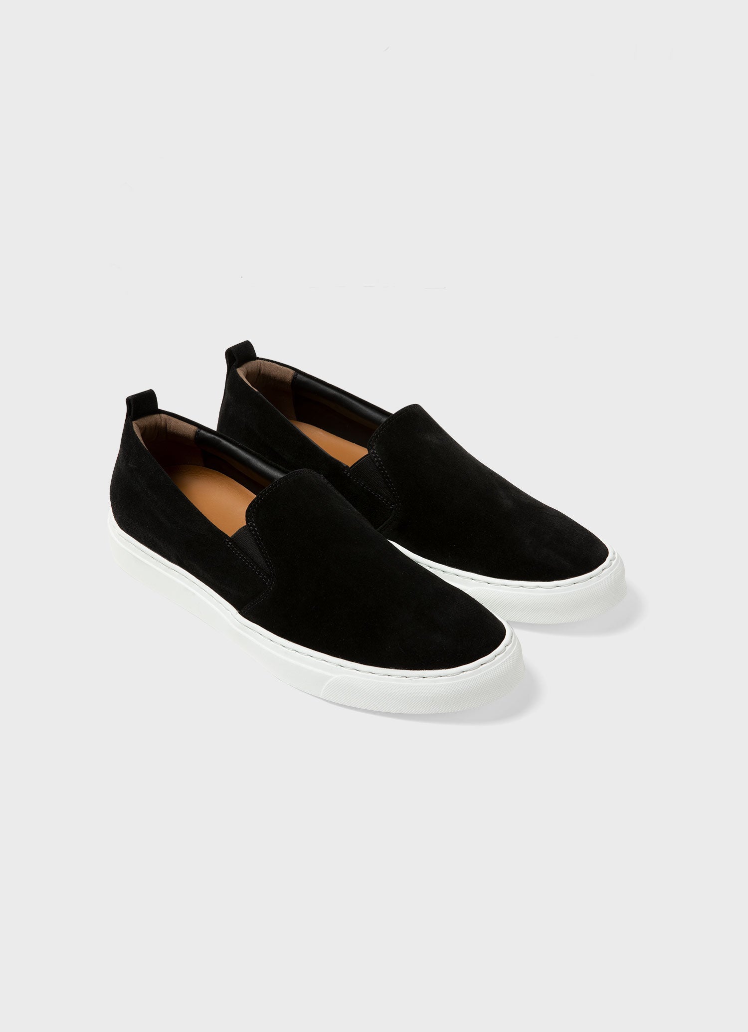 Black suede slip on sneakers online