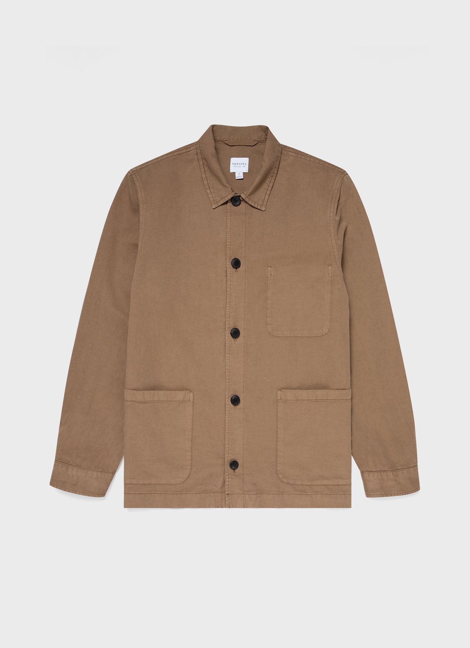 Men's Cotton Linen Twin Pocket Jacket in Dark Tan