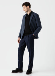 Men's Textured Wool Blazer in Blue Melange