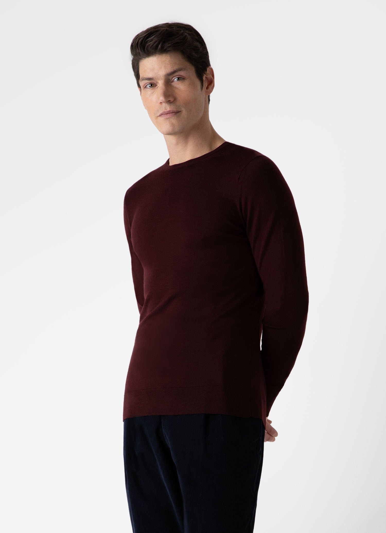 Men's Extra-Fine Merino Crew Neck in Maroon