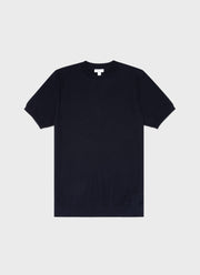 Men's Honeycomb Knitted T-shirt in Navy