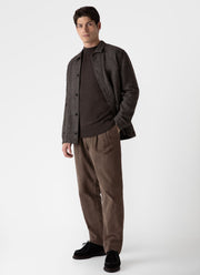 Men's English Merino Fisherman Jumper in Coffee