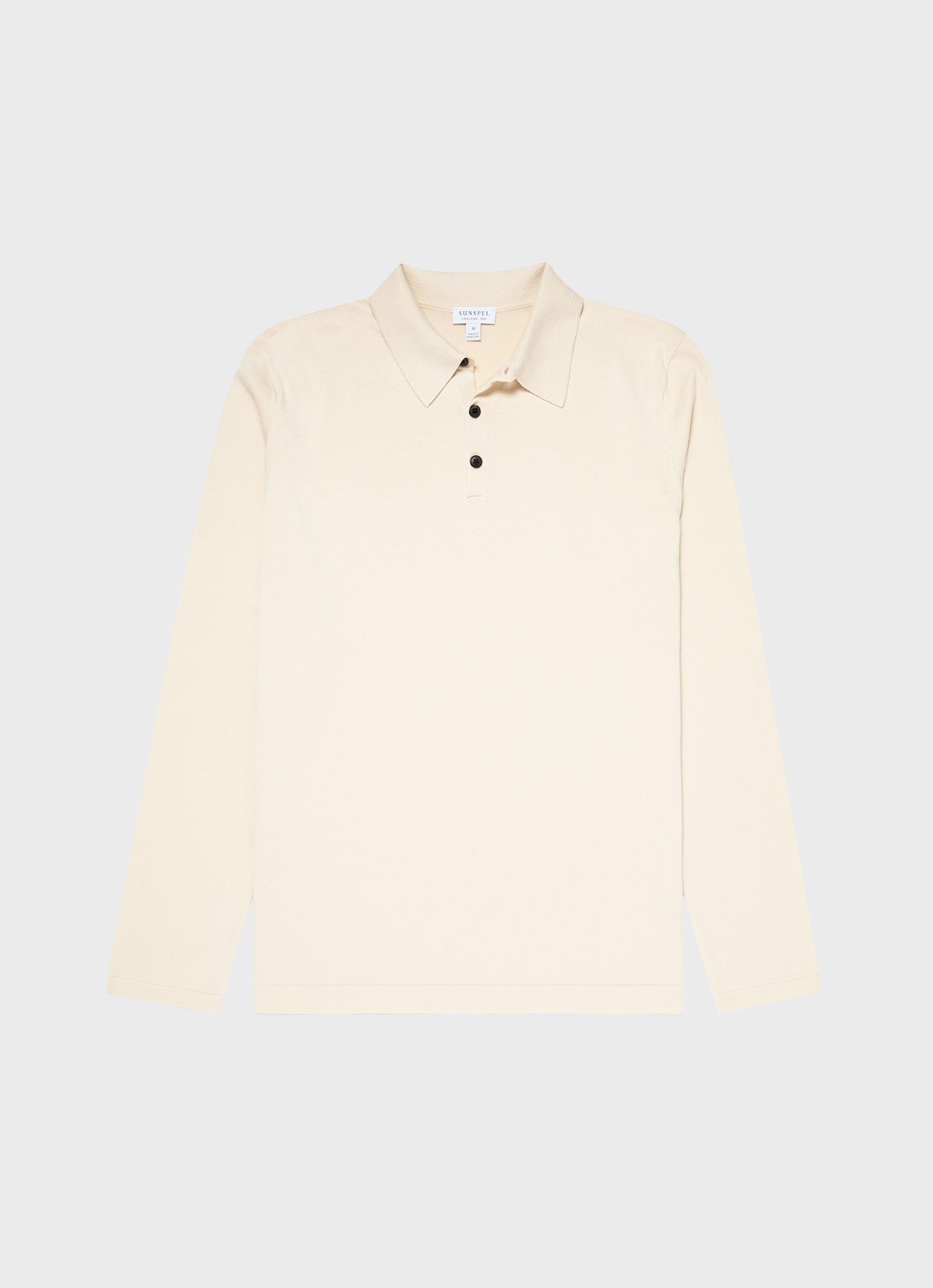 Men's Sea Island Cotton Long Sleeve Polo Shirt in Undyed