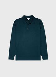 Men's Extra-Fine Merino Polo Shirt in Peacock