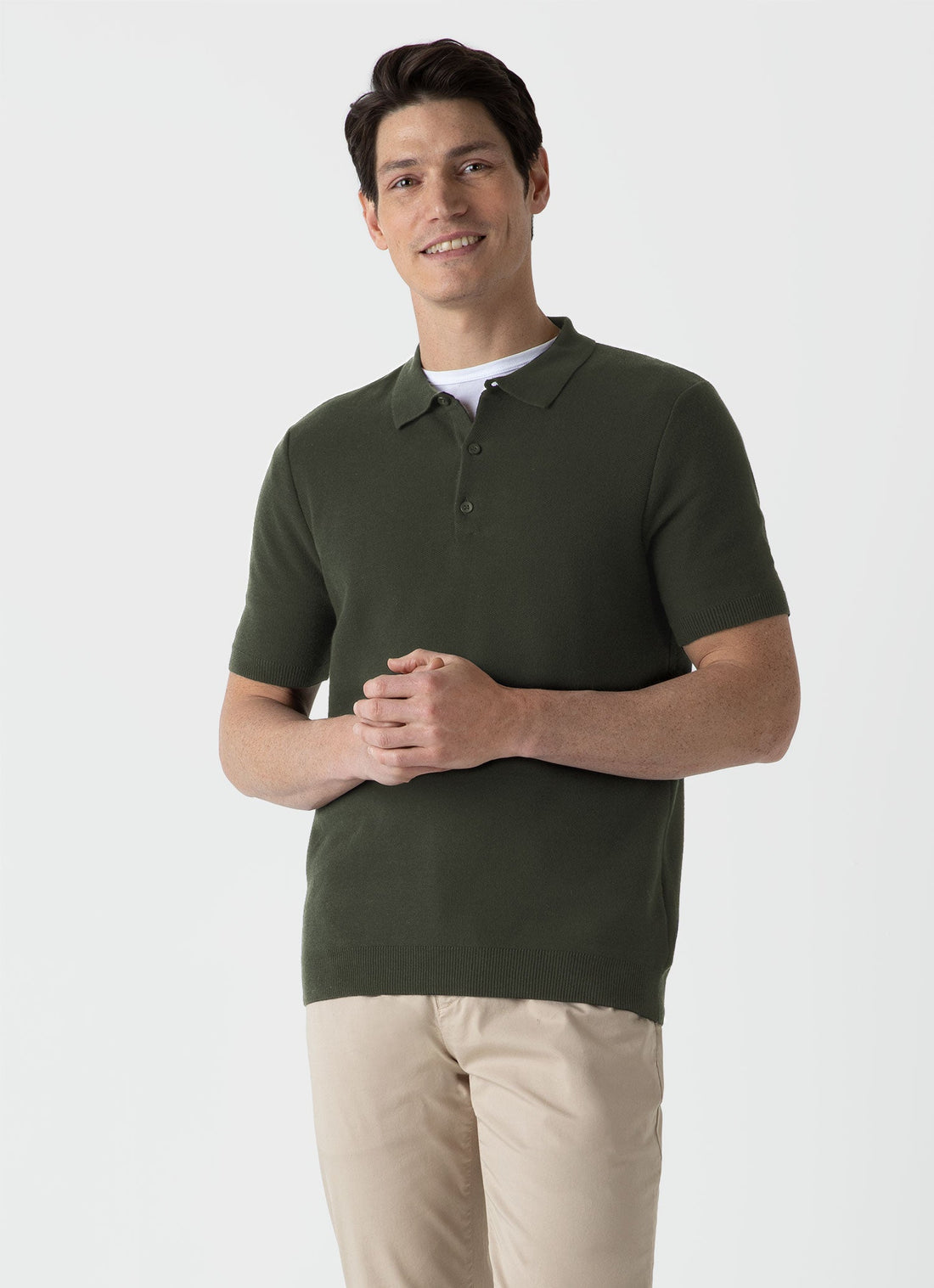 Men's Knit Polo Shirt in Hunter Green