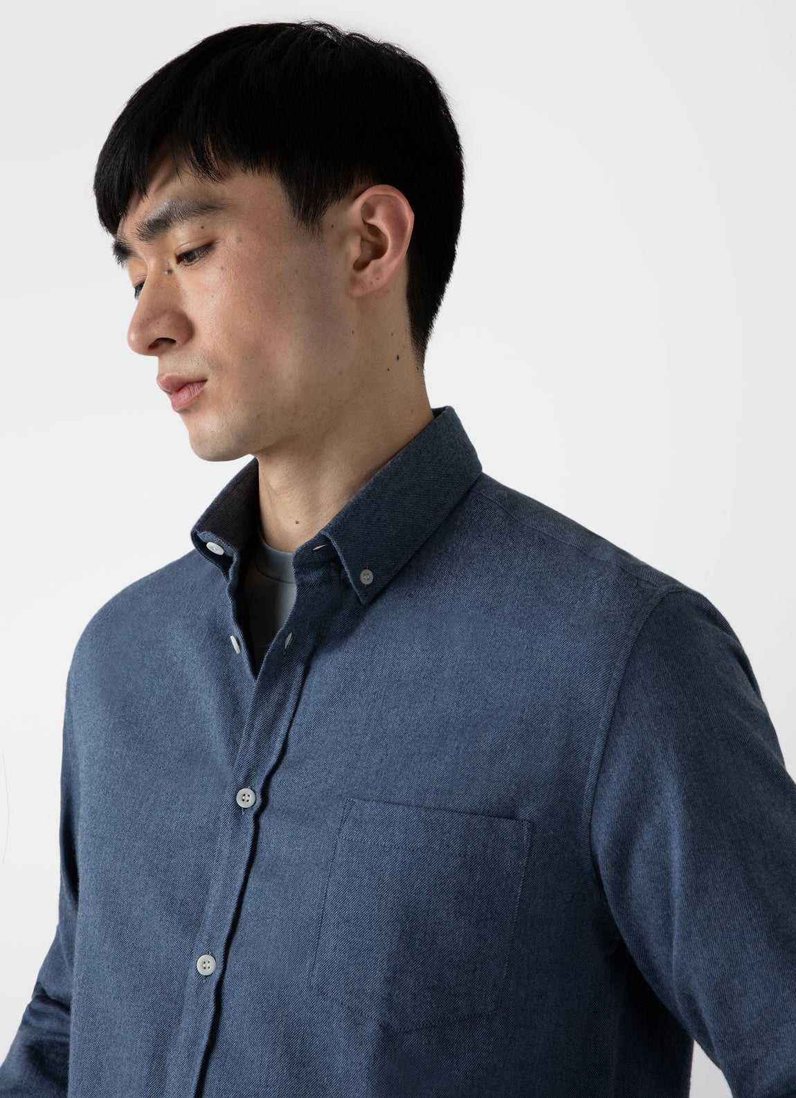 Men's Button Down Flannel Shirt in Blue Melange
